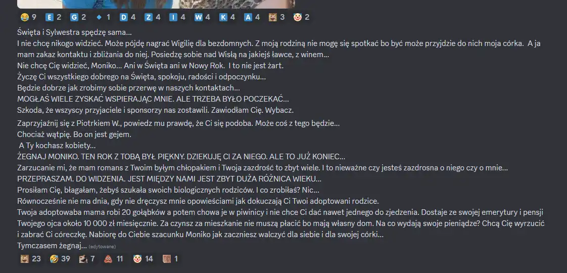Odejście Moniki Sz. z uniwersum