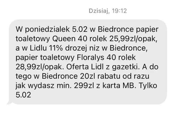 Beznadziejne SMS od Biedronki