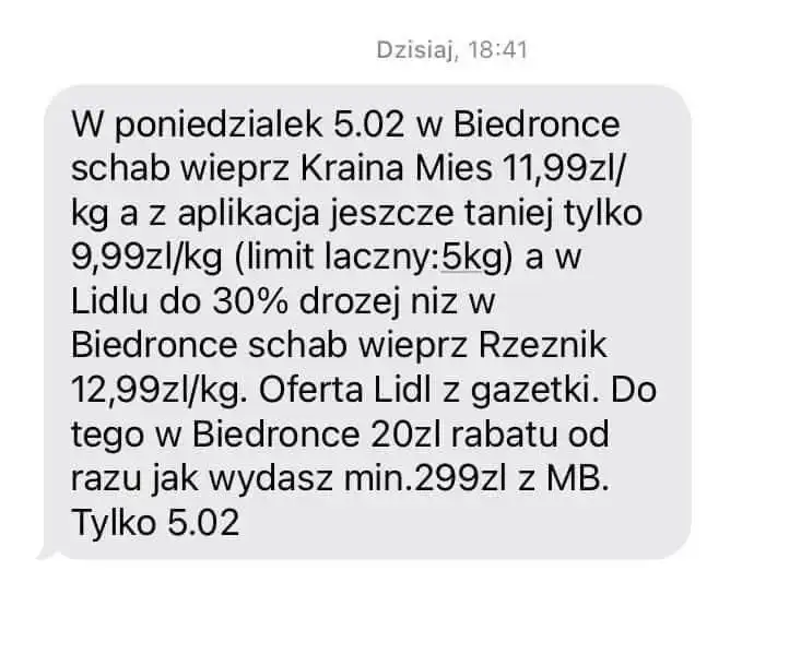 Beznadziejne SMS od Biedronki