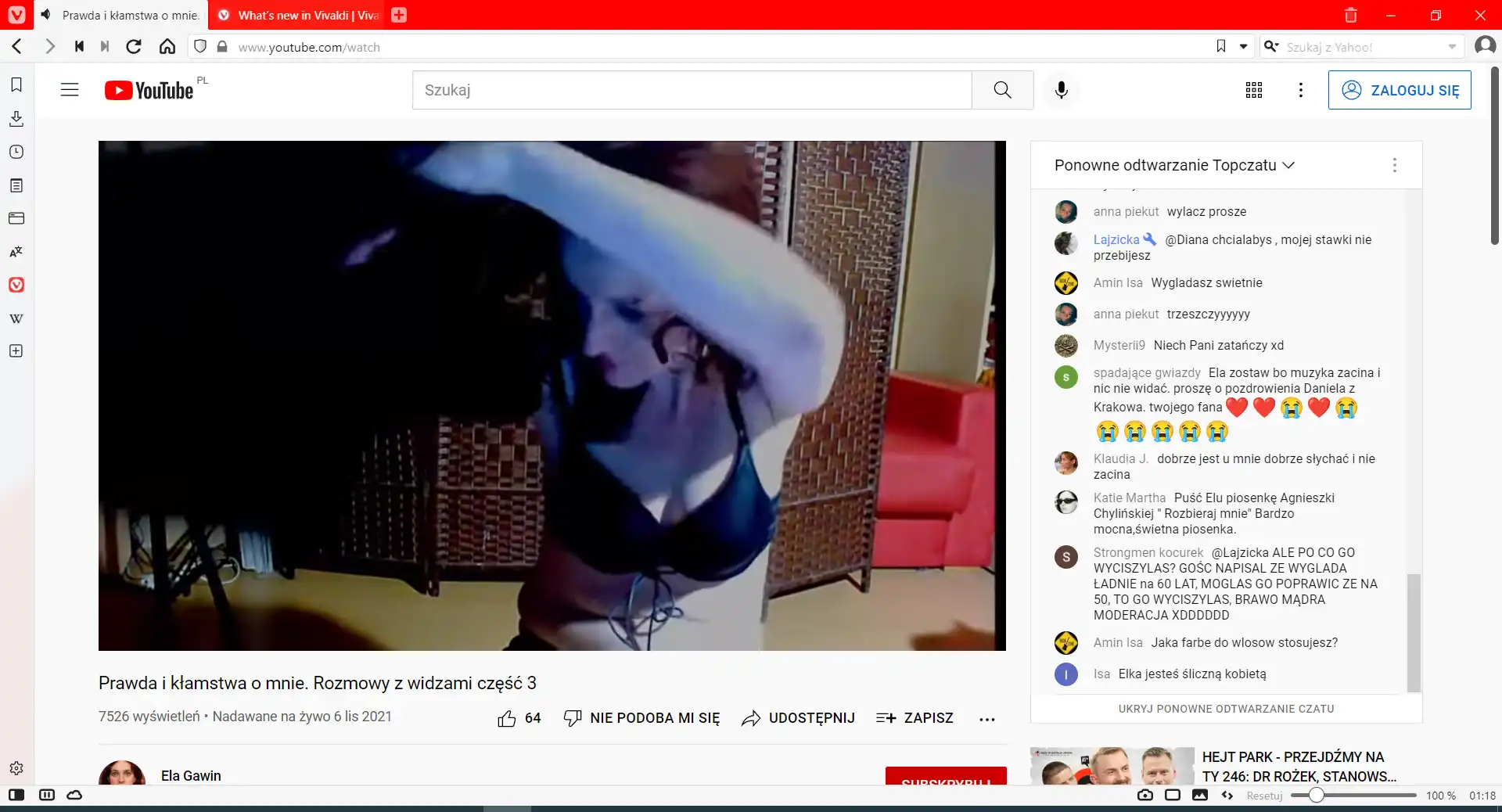 Ela Gawin obnazanie sie na lajwach