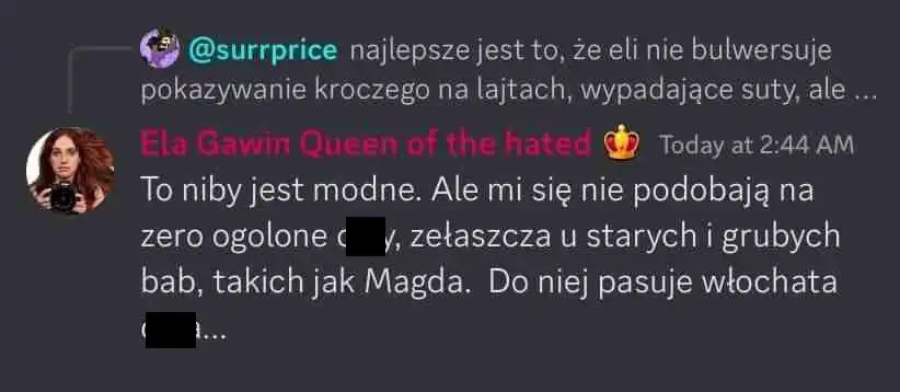 Ela Gawin wyrzeka sie