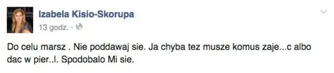 Iza Kisio nie umie pisać - screen z Facebook