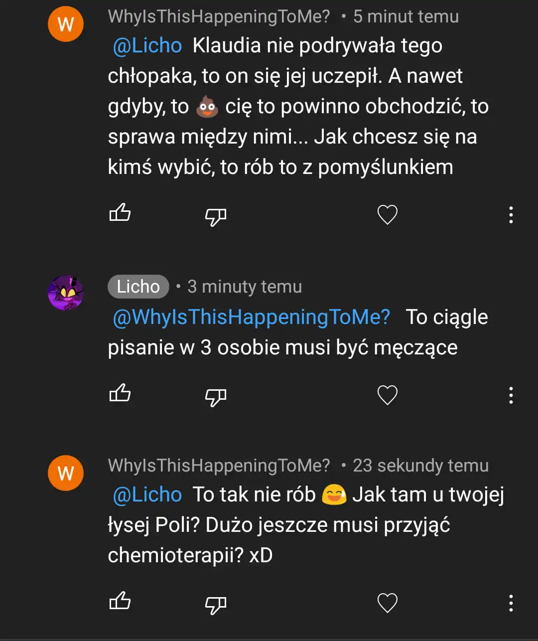 Klaudeliza szydzi z wypadających włosów po chemioterapii